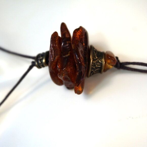 Natural Baltic Amber Pendulum Styled Pendant Necklace - Picture 7 of 10